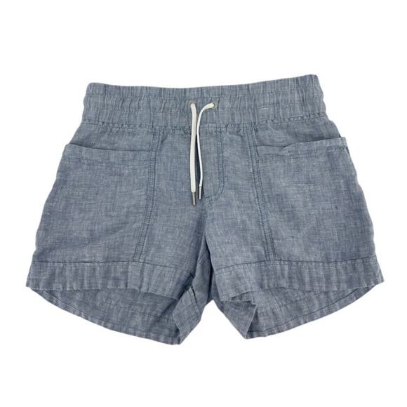 Athleta Cabo Linen 4″ Chambray Shorts Light Blue Chambray Size 0 - Picture 2 of 5